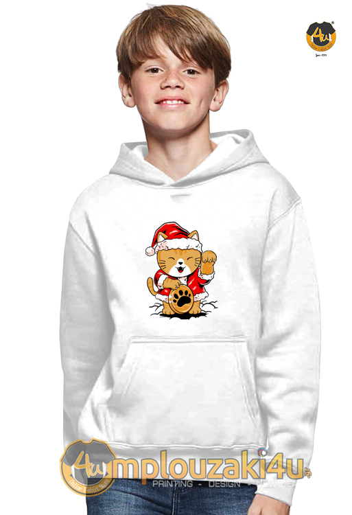 Santa-Meow-kid-hoodie